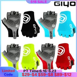 image-Giyo Half-finger Gloves Anti-slip Bicycle Mitten Lycra Fabric Men's Cycling Fingerless Gloves MTB Road Bike Summer Short Gloves