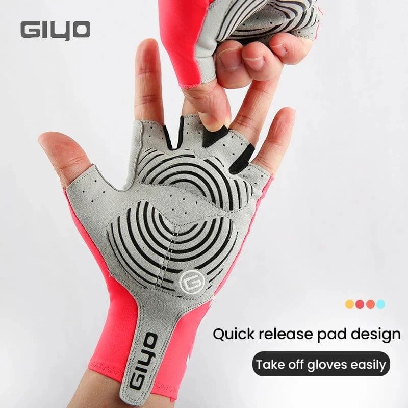 image-Giyo Half-finger Gloves Anti-slip Bicycle Mitten Lycra Fabric Men's Cycling Fingerless Gloves MTB Road Bike Summer Short Gloves