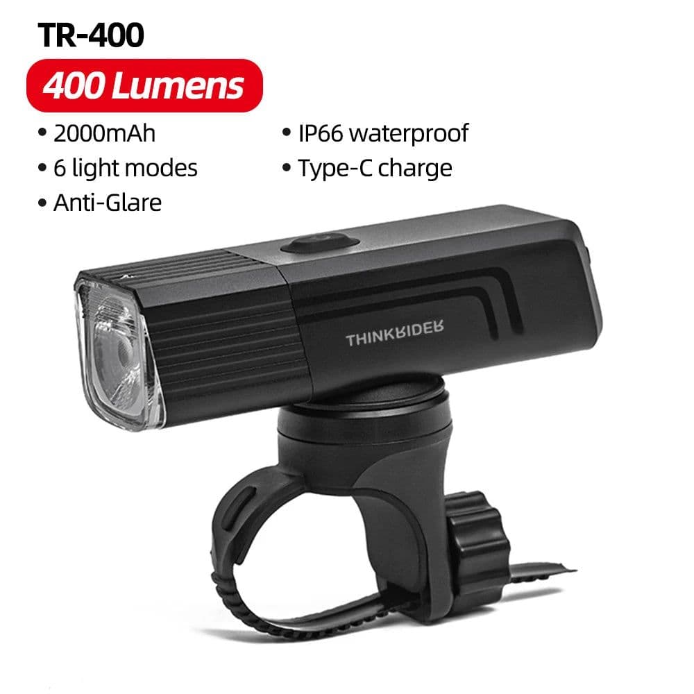 image-ThinkRider Bike Light 1300Lumen 4500mAh Bicycle Headlight Flashlight Handlebar USB Charging MTB Road Cycling Highligh
