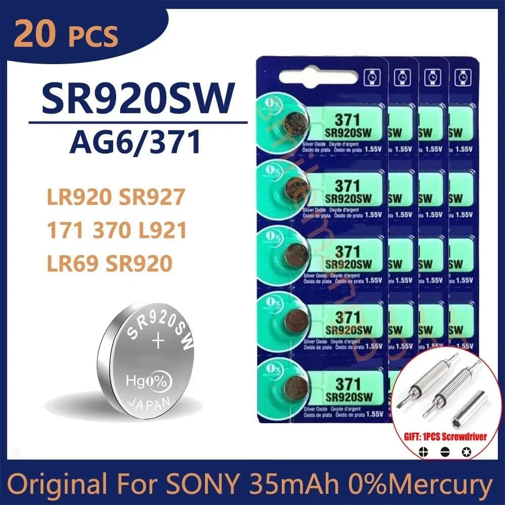 image-Original For SONY AG6 371 SR920SW LR920 SR927 171 370 L921 LR69 SR920 Button Batteries For Watch Toys Remote Cell Coin Battery