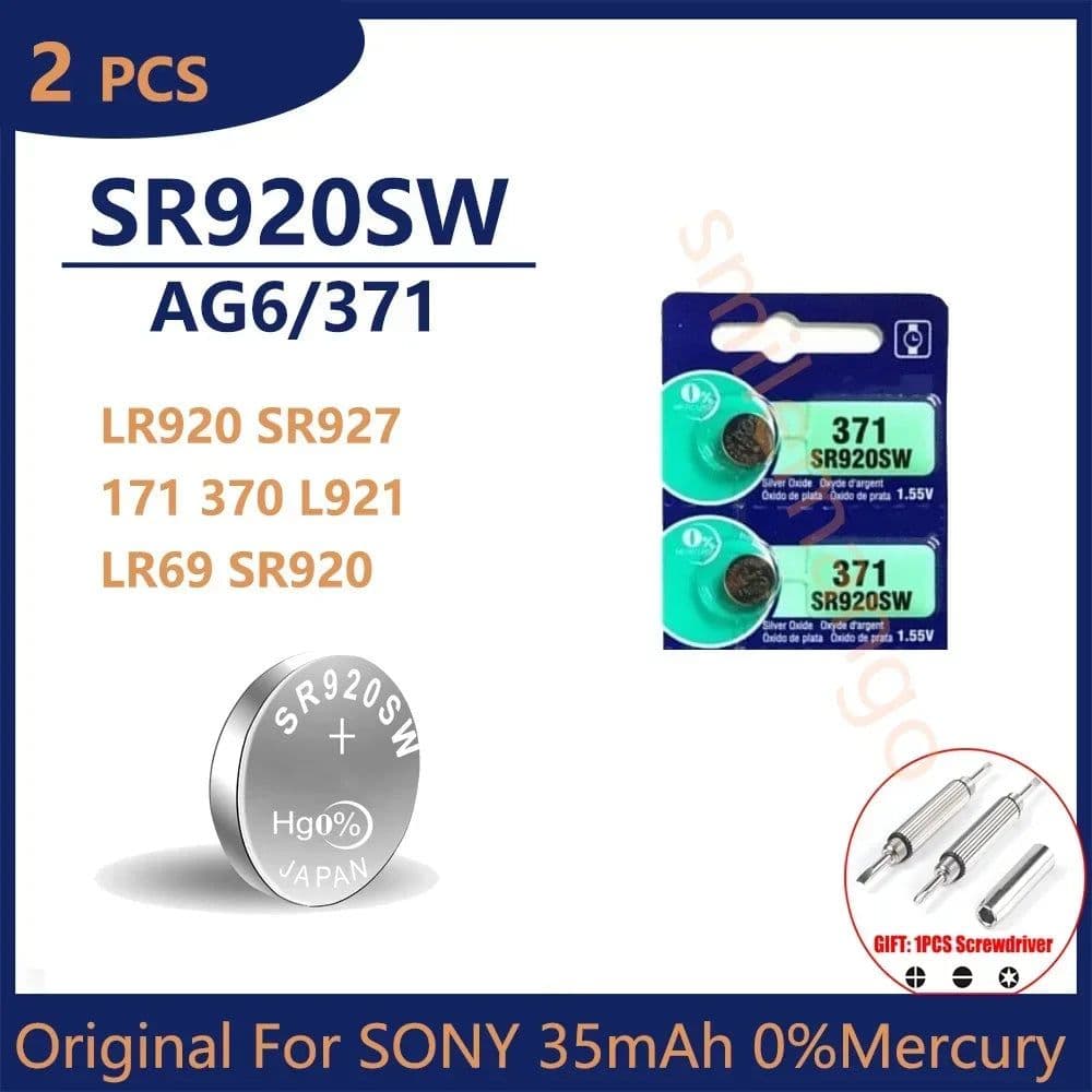 image-Original For SONY AG6 371 SR920SW LR920 SR927 171 370 L921 LR69 SR920 Button Batteries For Watch Toys Remote Cell Coin Battery