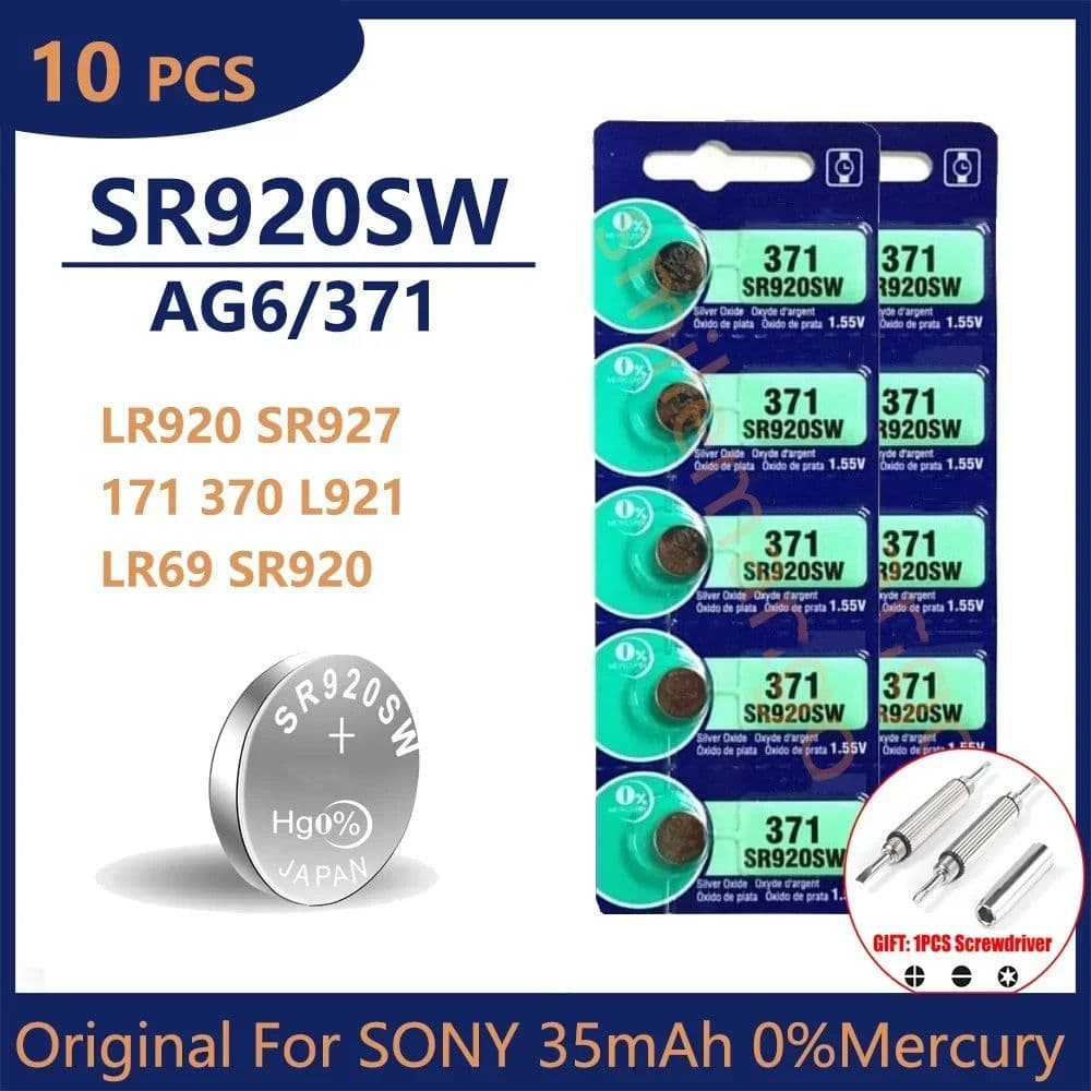 image-Original For SONY AG6 371 SR920SW LR920 SR927 171 370 L921 LR69 SR920 Button Batteries For Watch Toys Remote Cell Coin Battery