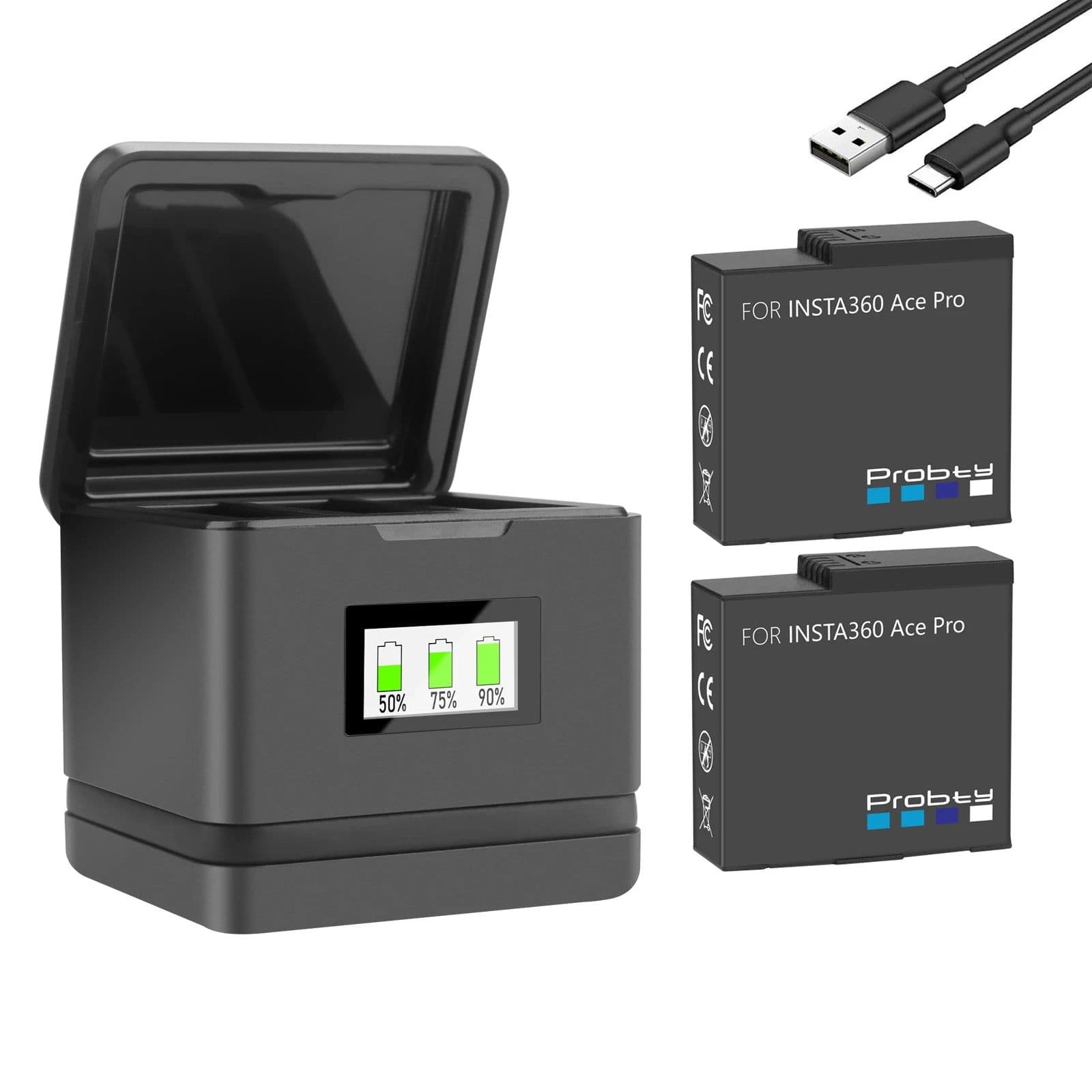 image-Battery For Insta360 Ace Pro +OLED Color Display Charger Case Battery Charge Storage Station For Insta360 Ace Pro Accessories