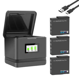 image-Battery For Insta360 Ace Pro +OLED Color Display Charger Case Battery Charge Storage Station For Insta360 Ace Pro Accessories