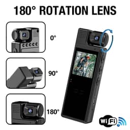image-NEW Wifi 1080P HD Video Recorder 180° Ratotion Lens Camcorder with Night Vision Portable Conference Outdoor Clip Action Camera