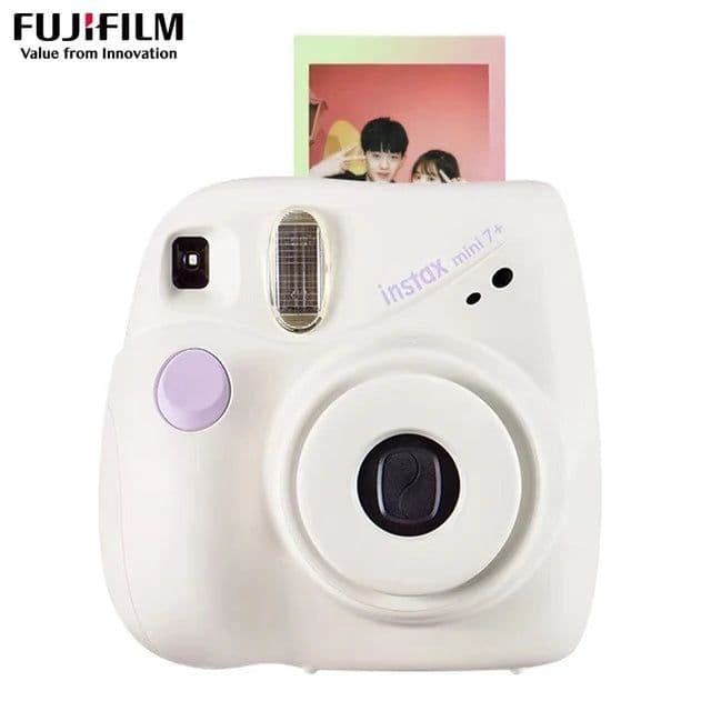 image-Fujifilm Instant Camera Mini 7+ Camera White For Mini Photo Paper Autofocus Wristband For Girls Birthday New Year Holiday Gifts