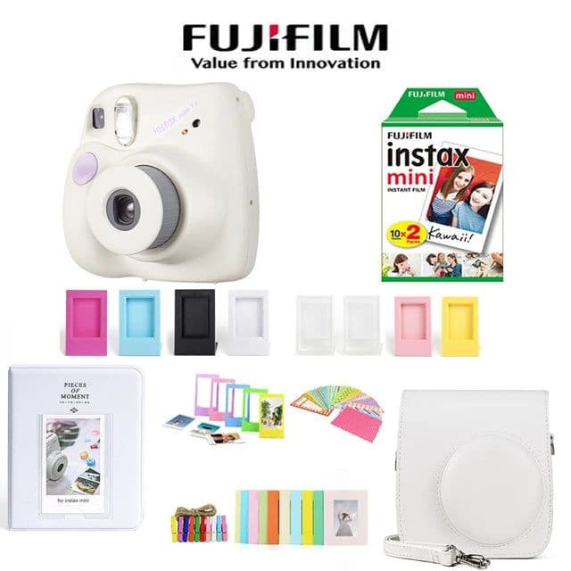image-Fujifilm Instant Camera Mini 7+ Camera White For Mini Photo Paper Autofocus Wristband For Girls Birthday New Year Holiday Gifts