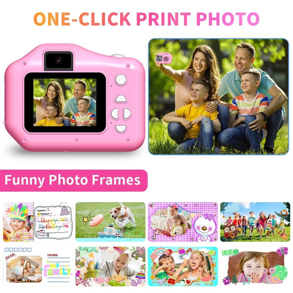 image-Selfie Children Instant Printing Camera 1080P Video HD Screen Child Camera Girls Boys Brithday Gift For 4-12 Years Kids