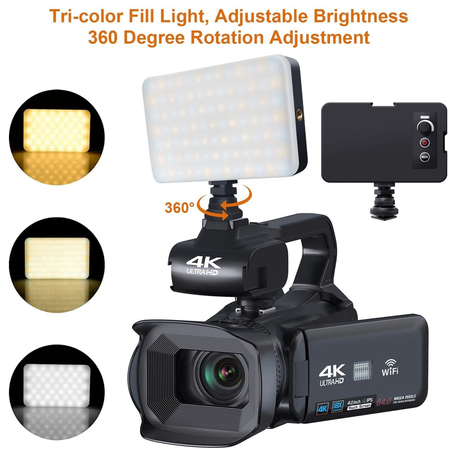image-4k Camera Professional for Photography 18x Digital Zoom Full HD Camcorder Youtube Video Outdoor Live Streaming Cameras with Wifi