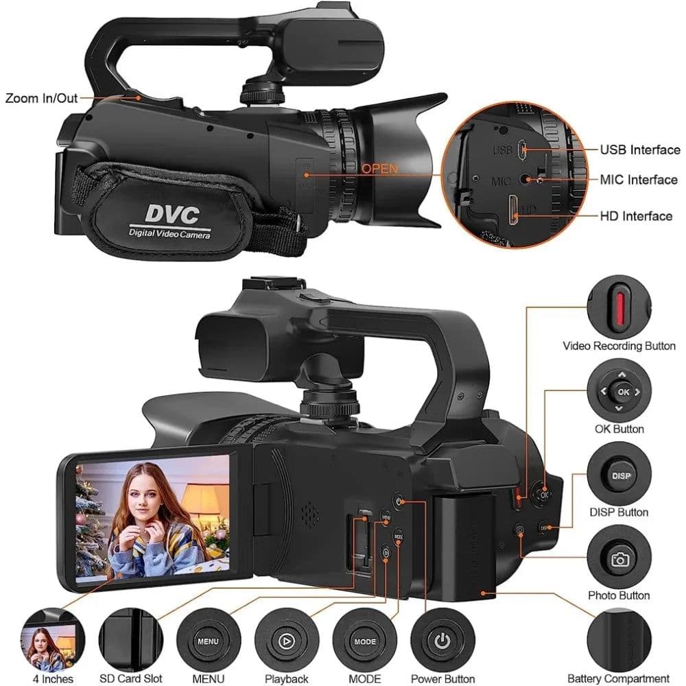 image-4k Camera Professional for Photography 18x Digital Zoom Full HD Camcorder Youtube Video Outdoor Live Streaming Cameras with Wifi