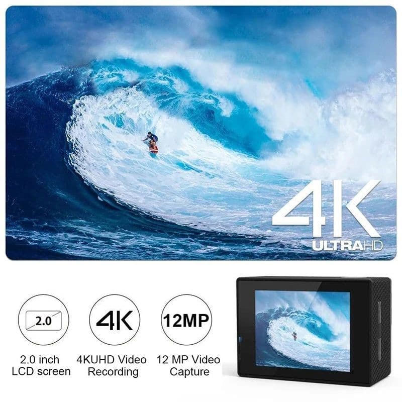 image-Ultra HD 4K Action Camera 1080P/30FPS WiFi 2.0-inch 170D Underwater Waterproof Helmet Video Recording Go Cameras Sports Cam Pro