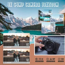 image-Compact Digital Photography Camera 4K 18X Digital Zoom Vintage Vlog Video Recorder YouTube 180° Flip Screen Selfile WiFi Web Cam