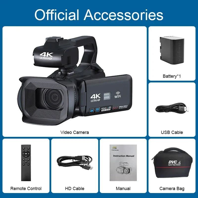 image-4K 60FPS Digital Video Camera 64MP Photography Youtube Vlog Camcorder For Live Stream Webcam 18X Zoom 4 Inch Rotate Touch Screen