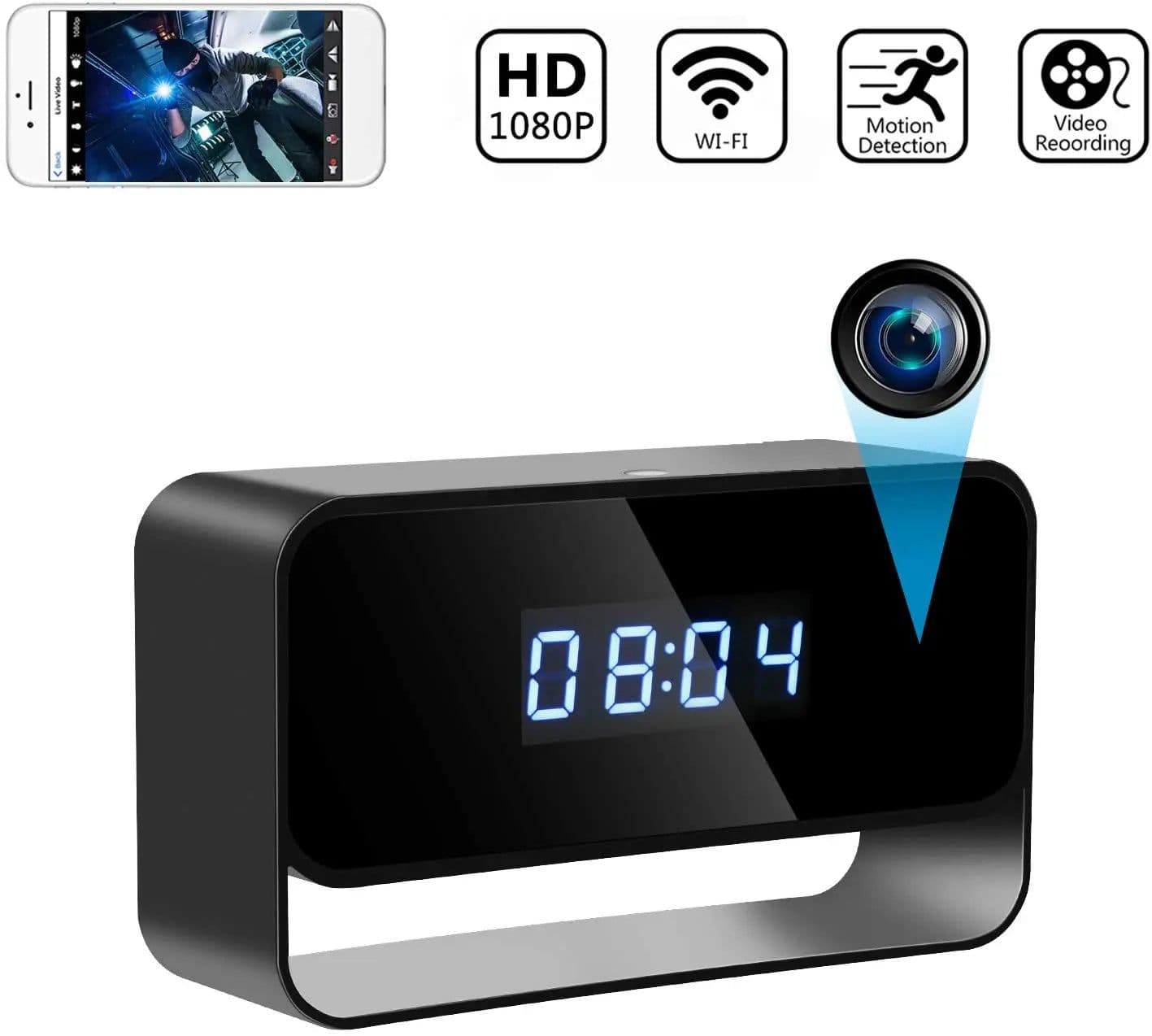 image-Alarm Clock Mini Camera 1080P HD APP Wifi Wireless IR Night Vision DVR Motion Detection Surveillance Security Recorder Monitor