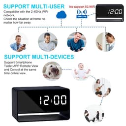 image-Alarm Clock Mini Camera 1080P HD APP Wifi Wireless IR Night Vision DVR Motion Detection Surveillance Security Recorder Monitor