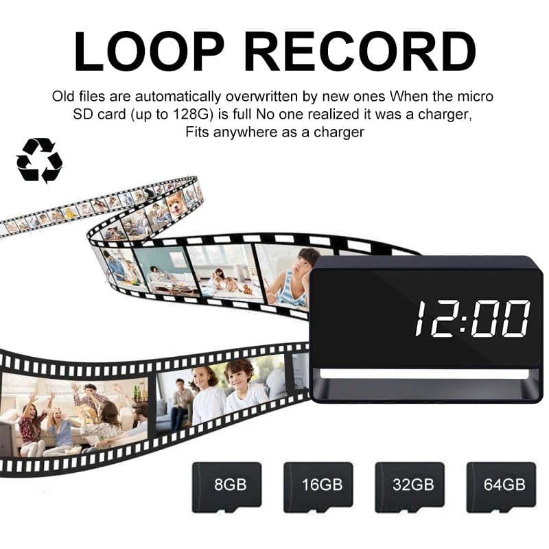image-Alarm Clock Mini Camera 1080P HD APP Wifi Wireless IR Night Vision DVR Motion Detection Surveillance Security Recorder Monitor