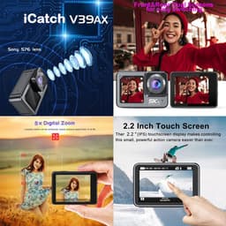 image-Action Camera F6W Wireless Mic 5K 4K60FPS 48MP 2.2" Touch LCD EIS Dual Screen Wi-Fi 170D Waterproof 30M 8X Zoom Sports Camera