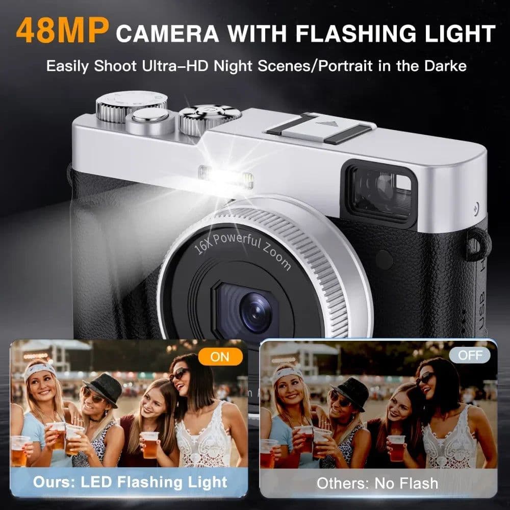 image-4K Digital Camera Auto Focus 48MP Vlogging Camera for YouTube and Anti-Shake Video Camera Autofocus with Viewfinder Flash & Dial