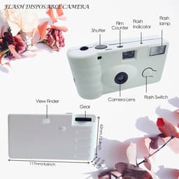 image-Disposable Camera Wedding 35mm Single Use Film Camera with Flash One Time Use Camera for Travel Camp Party Christmas Gifts