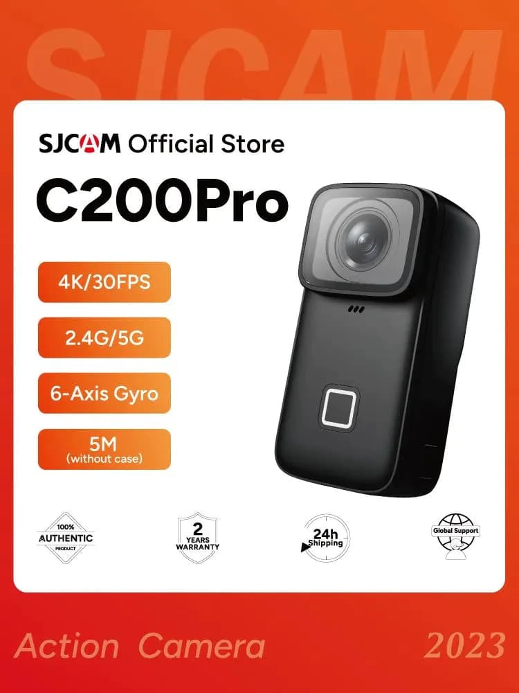 image-SJCAM C200 Pro 4K Action Camera with Portable Body 5M Waterproof FHD 6-Axis GYRO Video Body 5G WiFi Night Vision Sports DV