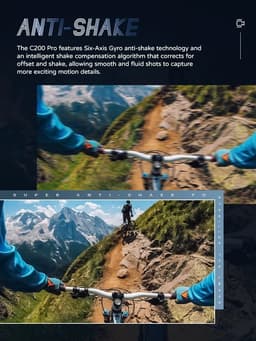 image-SJCAM C200 Pro 4K Action Camera with Portable Body 5M Waterproof FHD 6-Axis GYRO Video Body 5G WiFi Night Vision Sports DV
