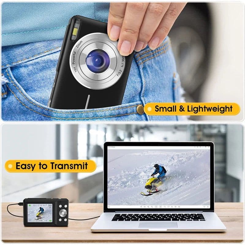 image-HD Digital Camera 44MP 1080P FHD Photography Camera Video Camcorder 16X Zoom Portable Vlogging Camera for Kids Adults Beginners