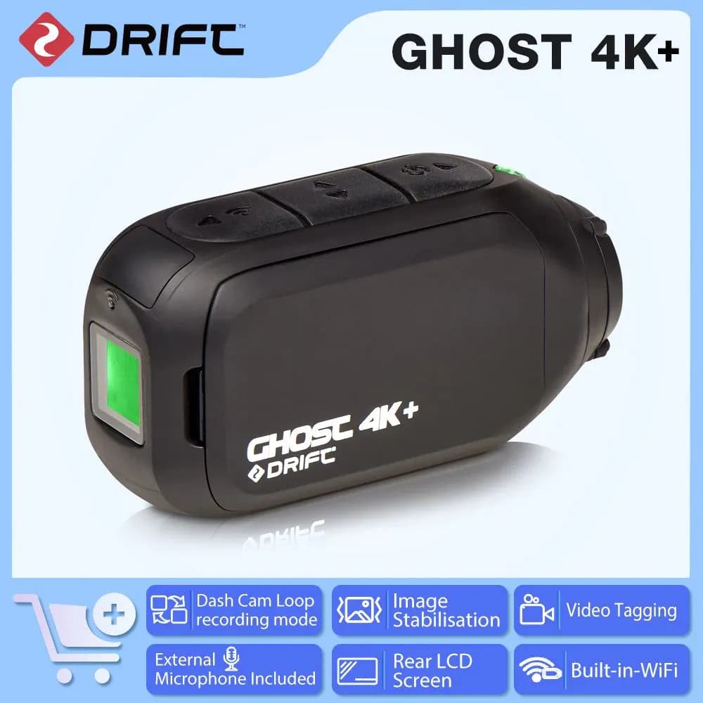 image-Drift Ghost 4k Plus Action Camera HD Motorcycle Bicycle Bike Body Worn Helmet Sport Cam with Wifi App Control 1950mAh Battery
