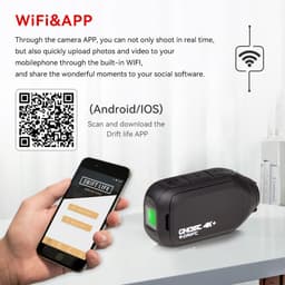 image-Drift Ghost 4k Plus Action Camera HD Motorcycle Bicycle Bike Body Worn Helmet Sport Cam with Wifi App Control 1950mAh Battery