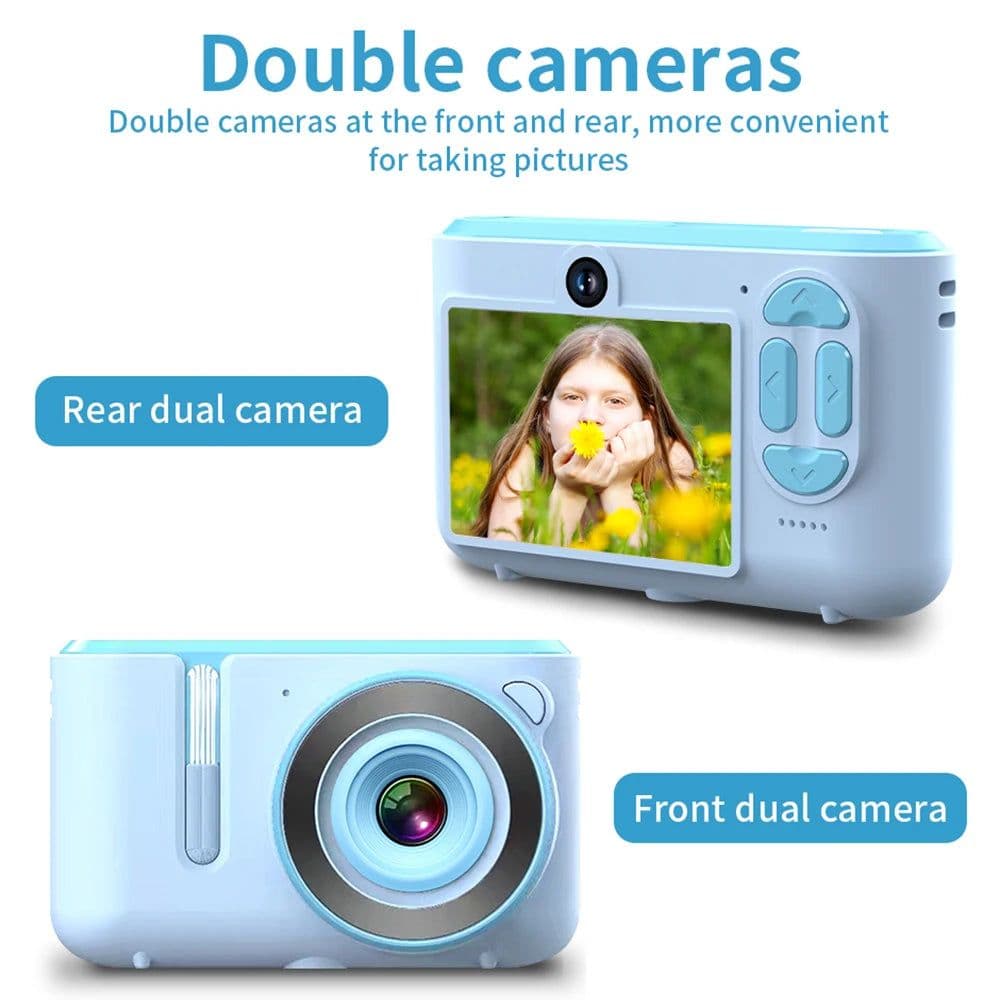 image-New Kids Digital Camera Dual Camera HD 720P Video Selfie Snap Camera USB Charging Color Display Children Birthday Gift Kid Baby