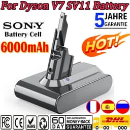 image-6000mAh For Dyson V7 SV11 Battery Absolute Animal Fluffy Replacement Battery Dyson V7 SV11 Handheld Vacuum Cleaner Battery