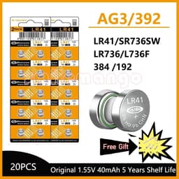image-Cell Coin Lithium Battery AG3 1.55V 40mAh Button Batteries SR41 192 L736 384 SR41SW CX41 LR41 392 Lamp Chain Finger Light Watch