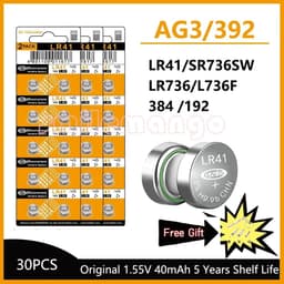 image-Cell Coin Lithium Battery AG3 1.55V 40mAh Button Batteries SR41 192 L736 384 SR41SW CX41 LR41 392 Lamp Chain Finger Light Watch