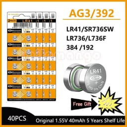 image-Cell Coin Lithium Battery AG3 1.55V 40mAh Button Batteries SR41 192 L736 384 SR41SW CX41 LR41 392 Lamp Chain Finger Light Watch
