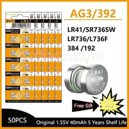 image-Cell Coin Lithium Battery AG3 1.55V 40mAh Button Batteries SR41 192 L736 384 SR41SW CX41 LR41 392 Lamp Chain Finger Light Watch