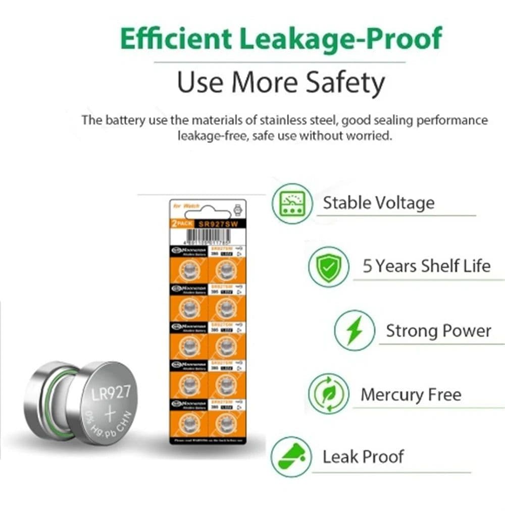 image-High Capacity 5-50pcs AG7 Alkaline 1.5V Button Cell Battery LR927 LR57 SR927W 399 GR927 G7 Watch Toys Remotes Cameras with gift
