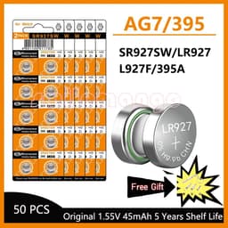 image-High Capacity 5-50pcs AG7 Alkaline 1.5V Button Cell Battery LR927 LR57 SR927W 399 GR927 G7 Watch Toys Remotes Cameras with gift
