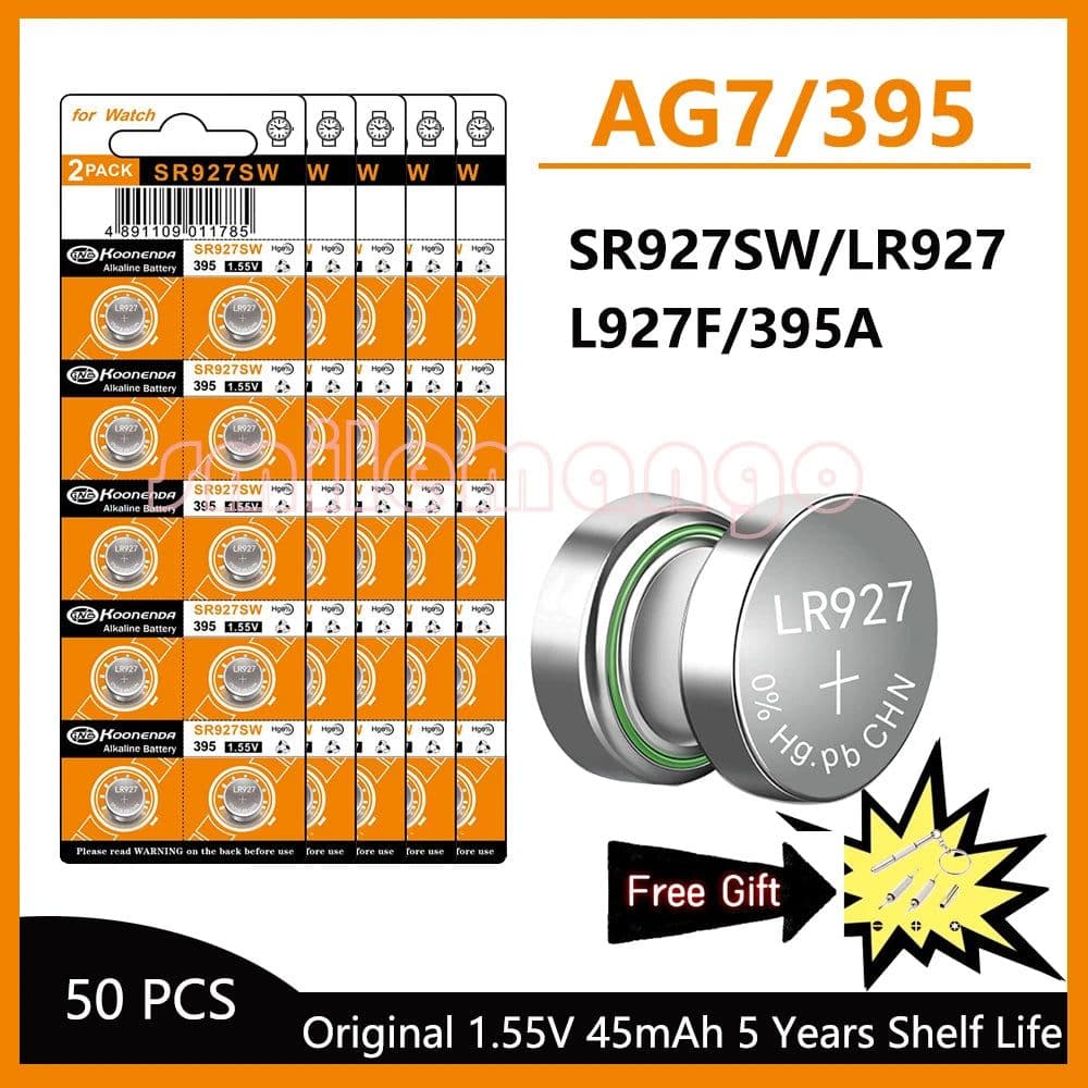 image-High Capacity 5-50pcs AG7 Alkaline 1.5V Button Cell Battery LR927 LR57 SR927W 399 GR927 G7 Watch Toys Remotes Cameras with gift