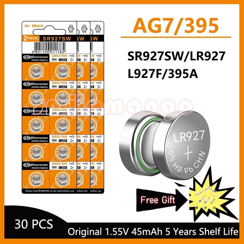 image-High Capacity 5-50pcs AG7 Alkaline 1.5V Button Cell Battery LR927 LR57 SR927W 399 GR927 G7 Watch Toys Remotes Cameras with gift