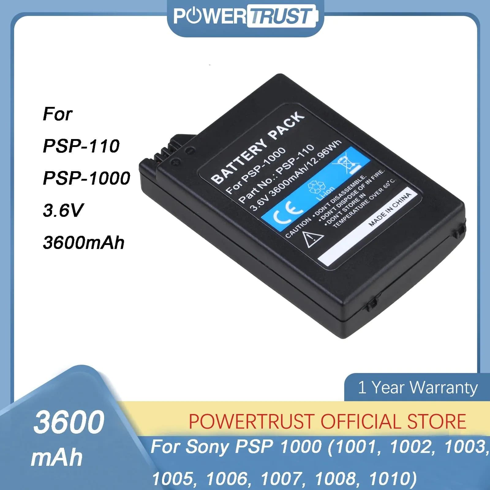 image-3600mAh PSP-110 Battery for Sony PSP 1000 PSP-110 1001 1002 1003 1004 1005 1006 1007 1008 1010 Series PSP Console Gamepad