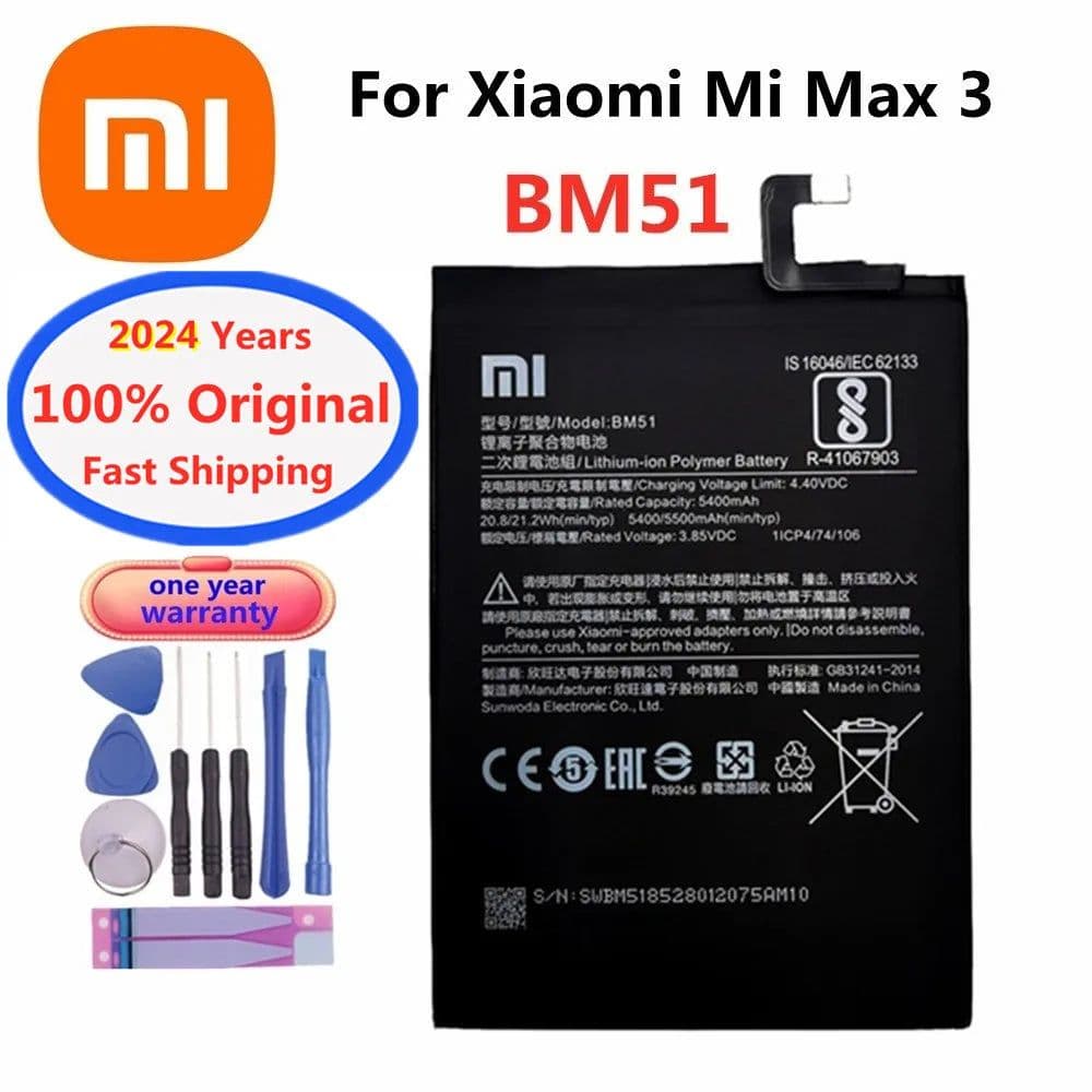 image-2024 Years Xiao mi BM49 BM50 BM51 100% Original Battery For Xiaomi Mi Max 2 3 Max2 Max3 Mobile Phone Replacement Battery Bateria