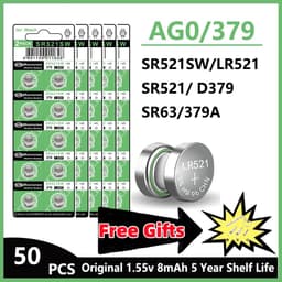 image-5-50PCS LR521 AG0 Button Batteries SR521SW 379A 379 179 D379 SR63 1.5V Alkaline Button Cell Battery for Calculators Watches Toy