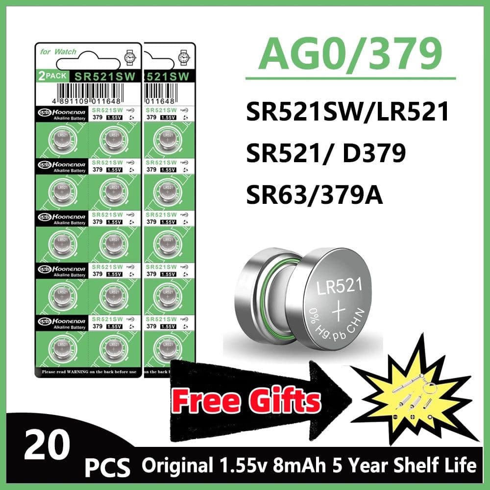 image-5-50PCS LR521 AG0 Button Batteries SR521SW 379A 379 179 D379 SR63 1.5V Alkaline Button Cell Battery for Calculators Watches Toy
