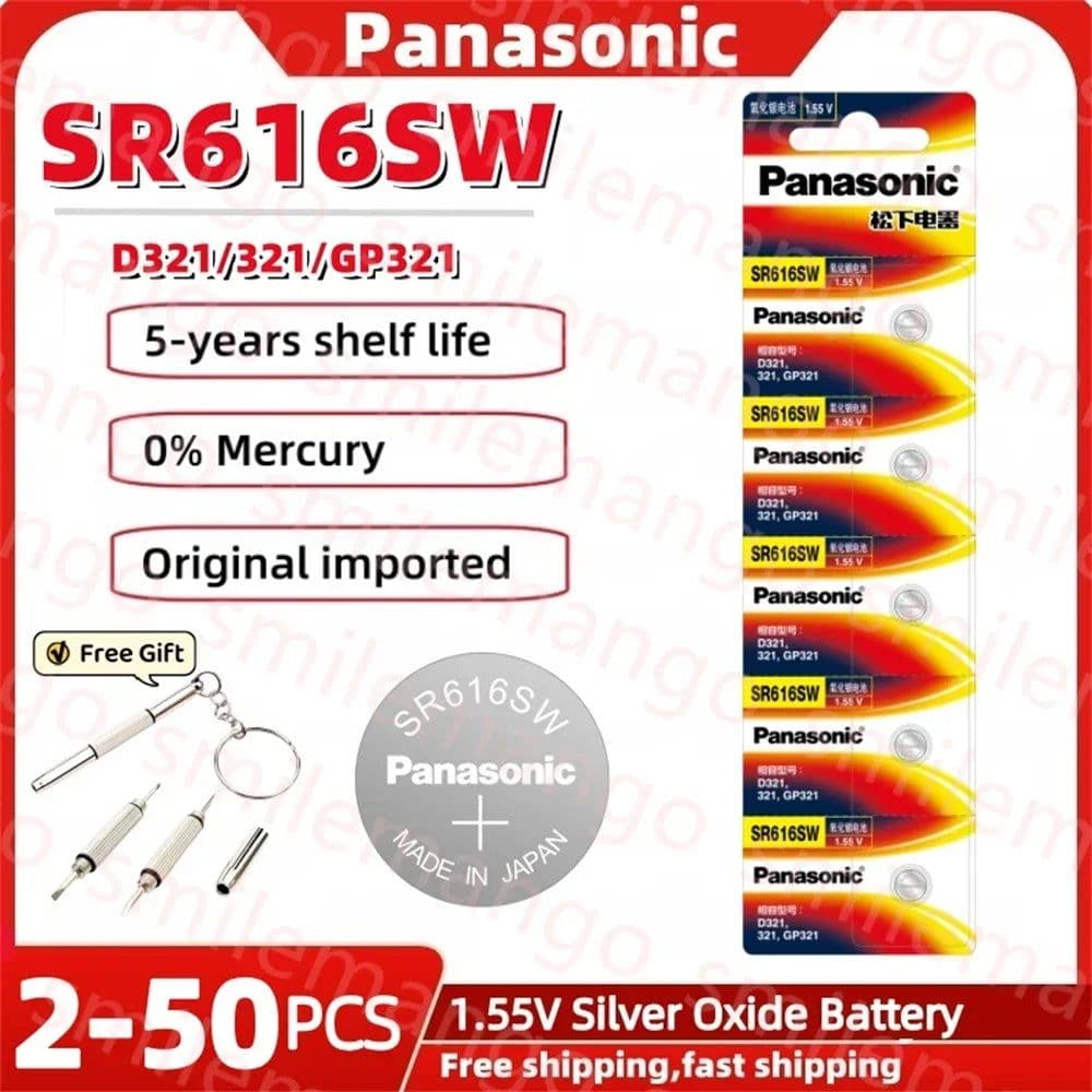 image-Panasonic SR616SW 1.55V button battery is suitable for the Sky King Fiat Omega CK Longines Jialan Rossini Silver oxide battery
