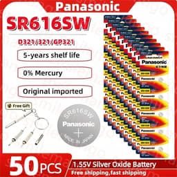 image-Panasonic SR616SW 1.55V button battery is suitable for the Sky King Fiat Omega CK Longines Jialan Rossini Silver oxide battery