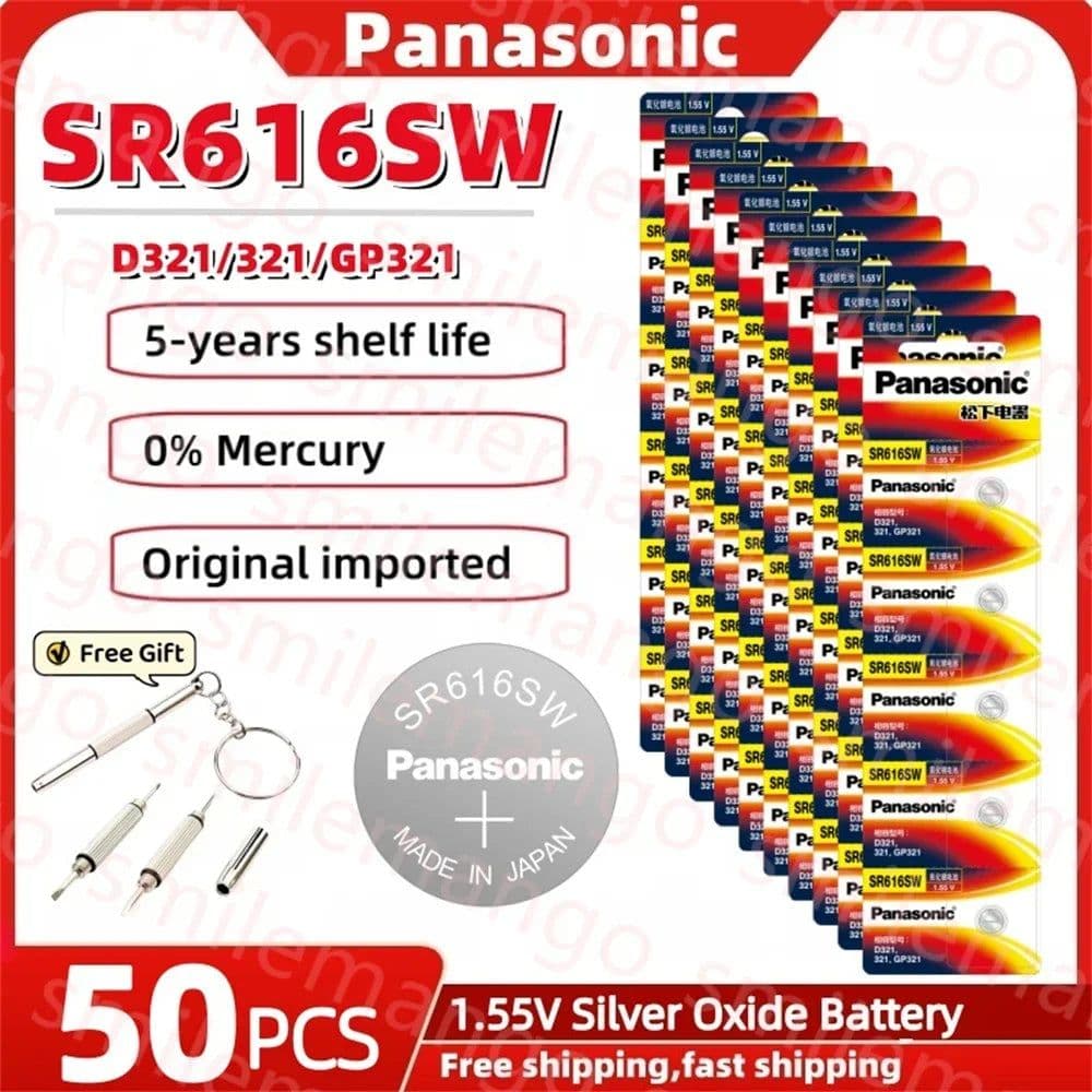 image-Panasonic SR616SW 1.55V button battery is suitable for the Sky King Fiat Omega CK Longines Jialan Rossini Silver oxide battery