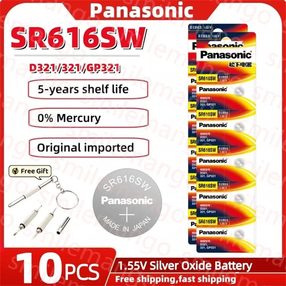 image-Panasonic SR616SW 1.55V button battery is suitable for the Sky King Fiat Omega CK Longines Jialan Rossini Silver oxide battery