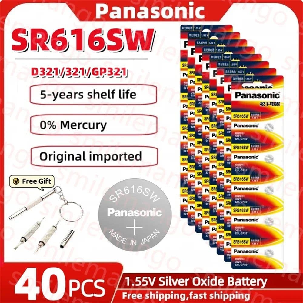 image-Panasonic SR616SW 1.55V button battery is suitable for the Sky King Fiat Omega CK Longines Jialan Rossini Silver oxide battery