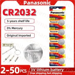 image-Original Panasonic 2-50PCS CR2032 3V Lithium Battery DL2032 BR2032 5004LC 2032 for watch, toys, car key, Calculator +screwdriver