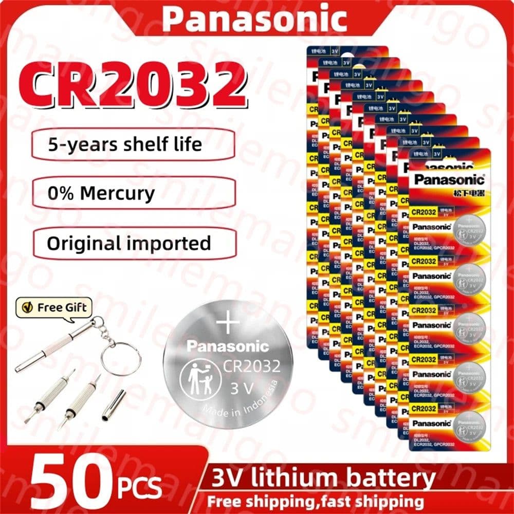 image-Original Panasonic 2-50PCS CR2032 3V Lithium Battery DL2032 BR2032 5004LC 2032 for watch, toys, car key, Calculator +screwdriver