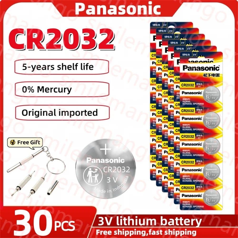 image-Original Panasonic 2-50PCS CR2032 3V Lithium Battery DL2032 BR2032 5004LC 2032 for watch, toys, car key, Calculator +screwdriver